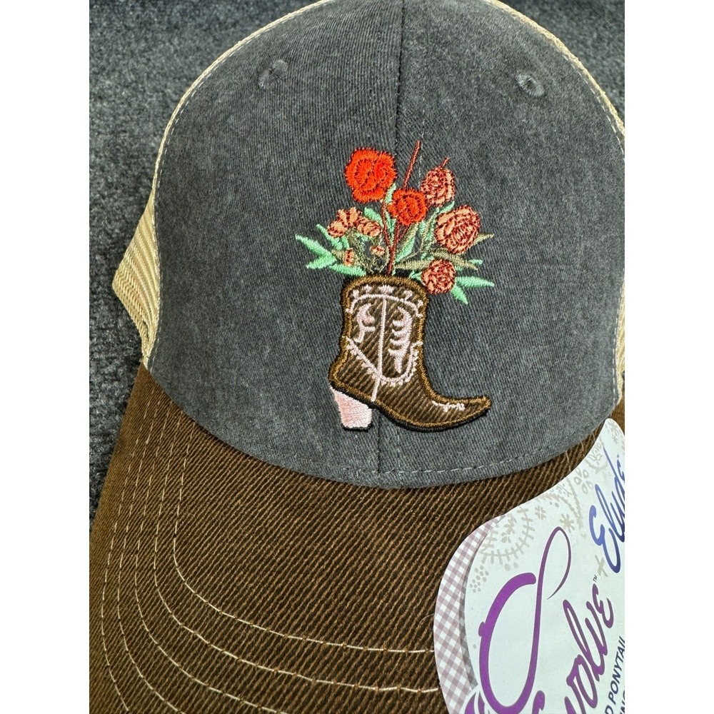 Infinity Her Cowgirl Boot Southwestern Hat Women Snapback OS Brown Gray Mesh Cap